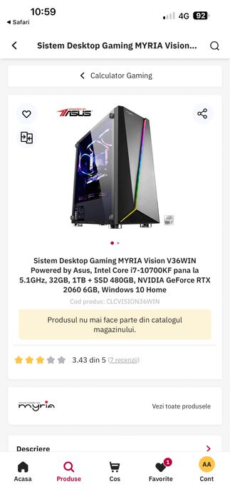 Desktop myria Vision V36WINDOWS in stare impecabila