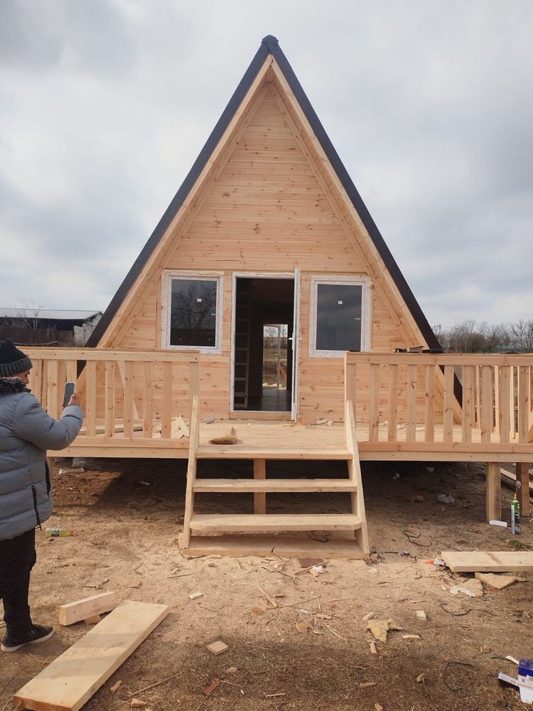 Cabane tip A cu terasa de gradina