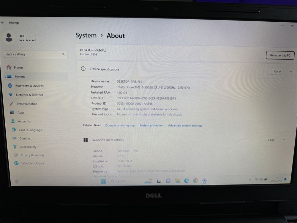 Dell Inspiron 15 i3gen5/4Gb/SSD 500Gb/15.6”