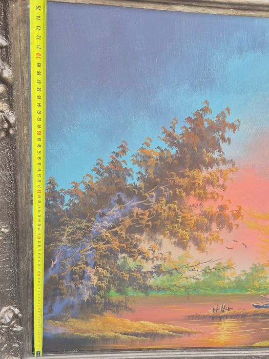 Vand Rama Tablou pictat manual pe pinza peisaj mori vant.