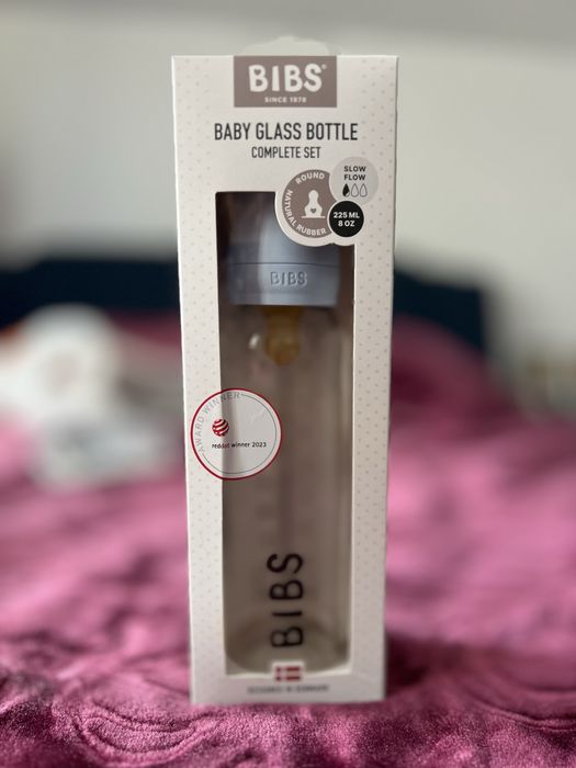 Biberon din sticlă BIBS, 225 ml, set complet