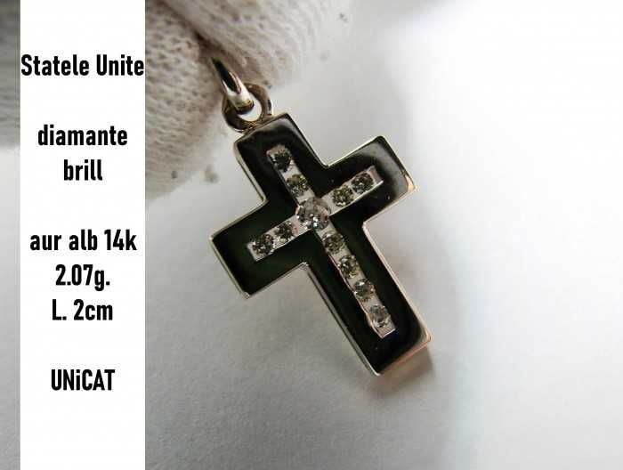 Cruciulita Cruce Aur Alb 14K Cu Diamante