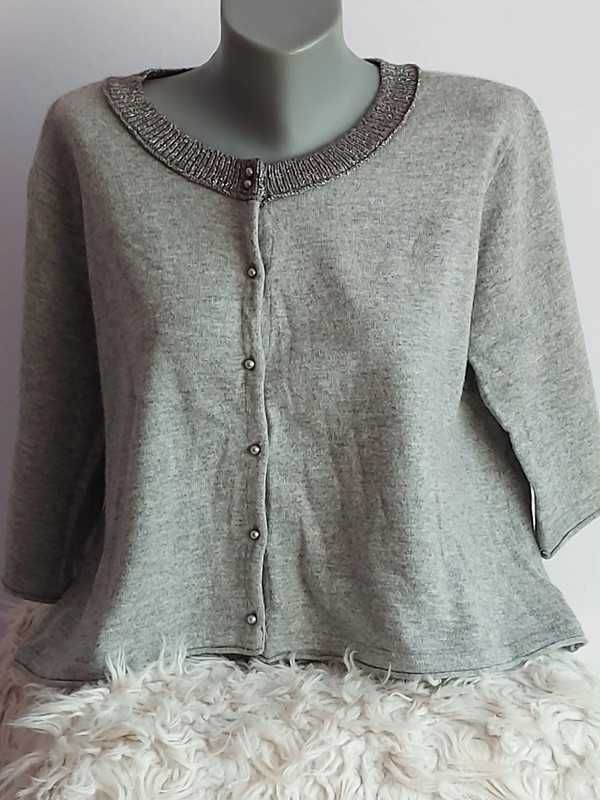 Cardigan gri cu perlute, marime 46,casual