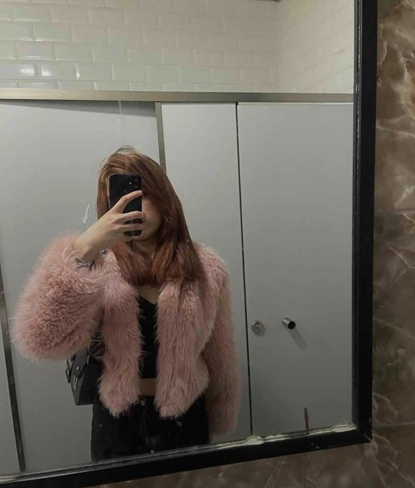 Дамско пухено палто