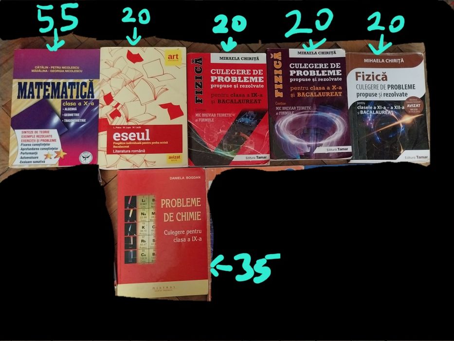 Cărți liceu chimie, matematică, română, fizică