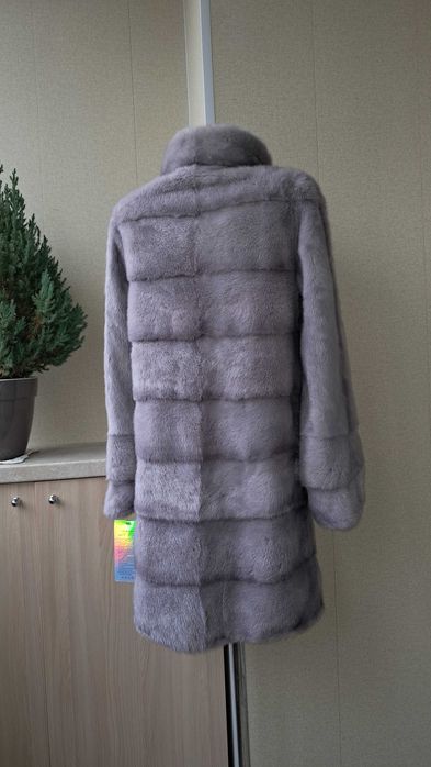 Haina blana vizon , Haină blană nurcă ,  Culoare safir  4in1, Noua!