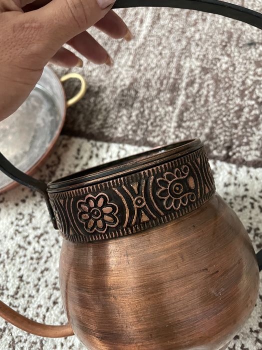 Stropitoare Ibric cupru hand made antique cu tavita