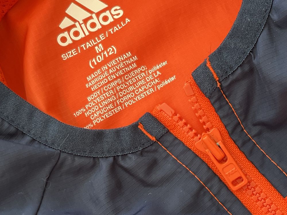 Adidas NWT Boys Medium Wind Breaker Jacket Coat Orange & Blue