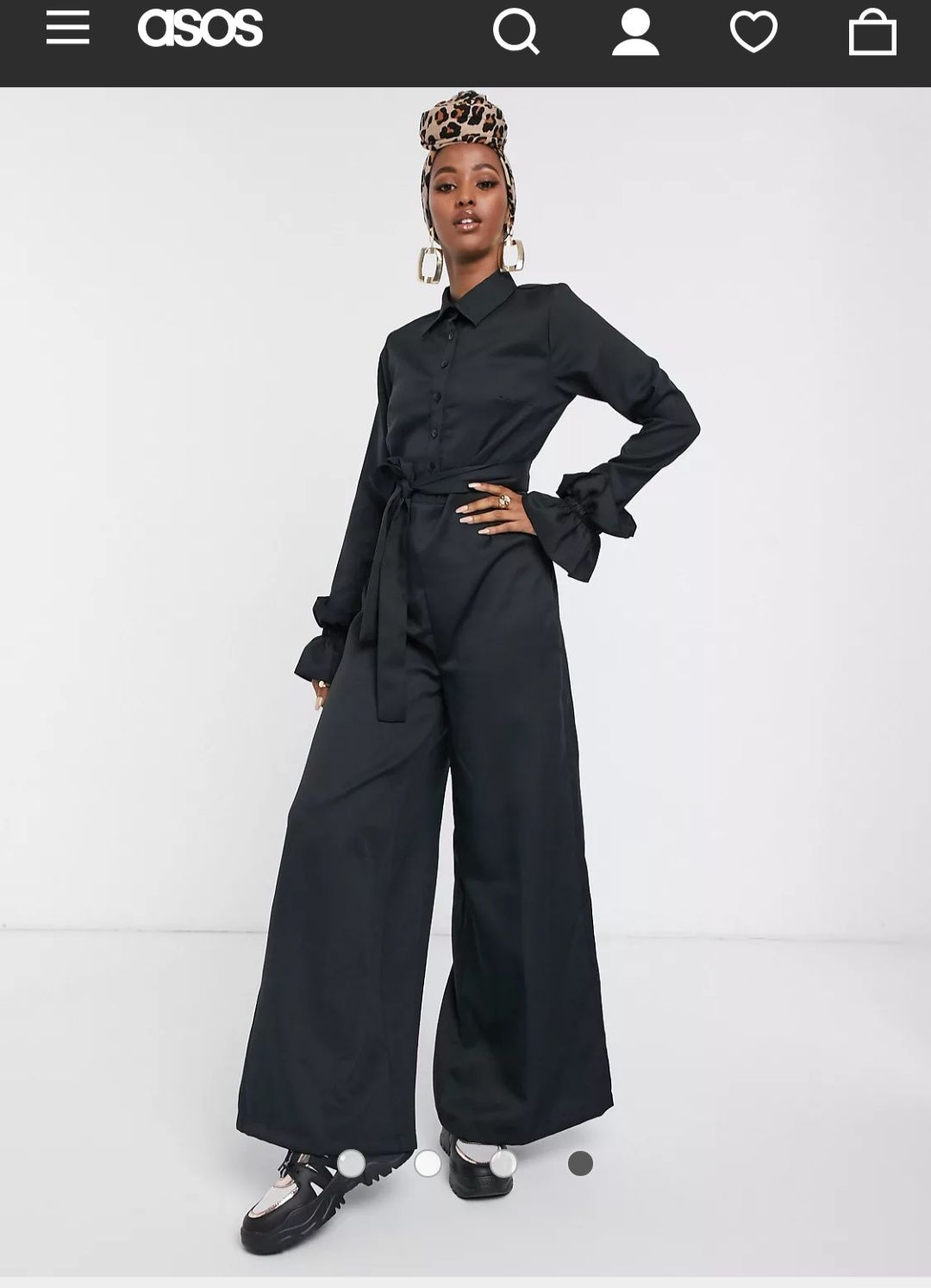 Salopeta Neagra Culotte Asos (Nu ZARA)  Pantalon Larg Mărimea 34/Xs