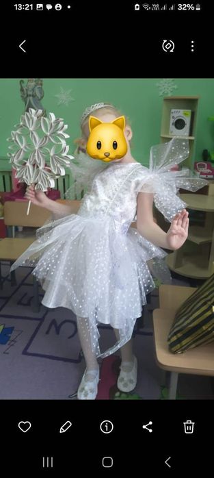 Новогоднее платье Снежинки с диадемой