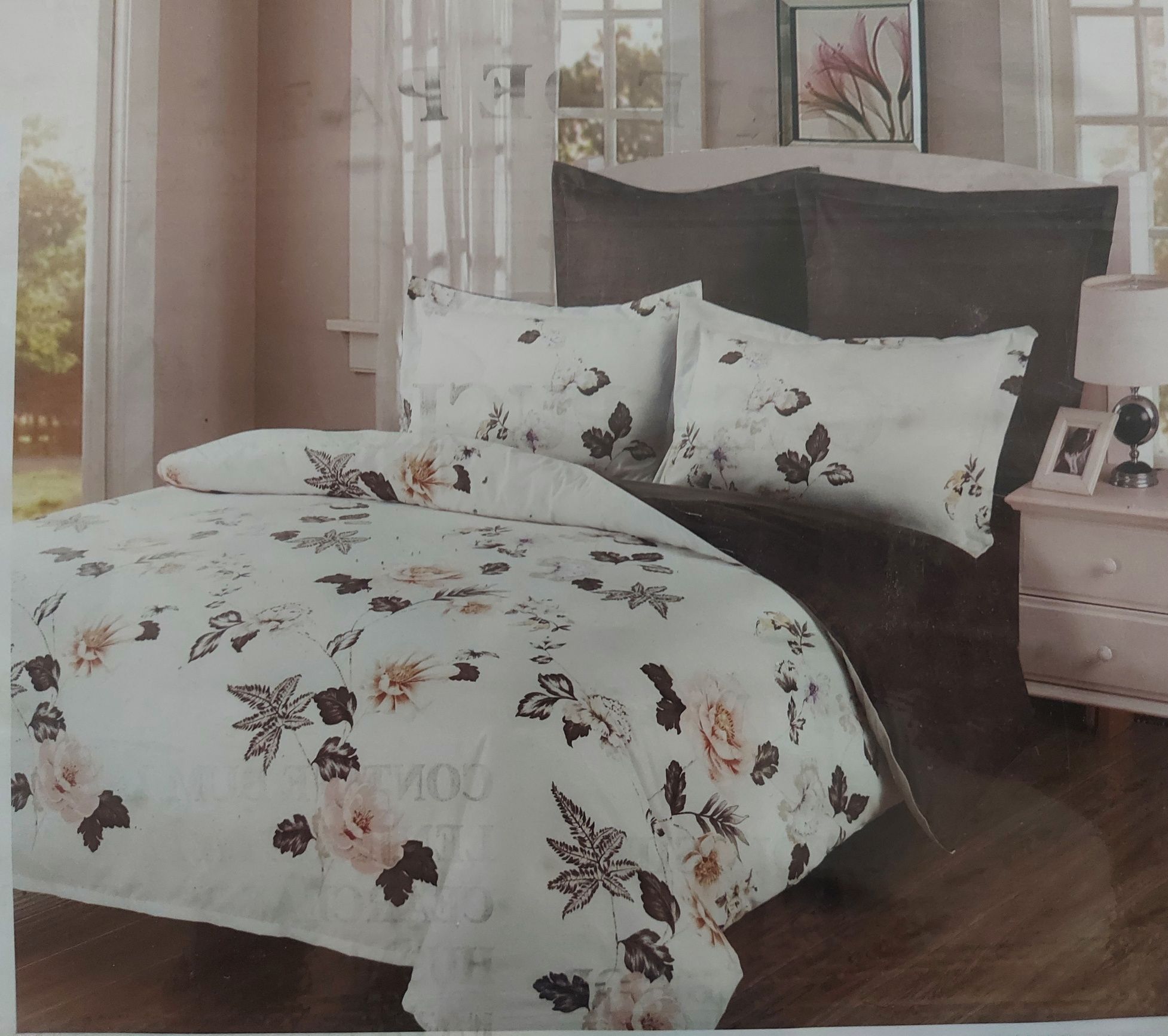 Спални комплекти с долен чаршаф с ластик горен плик и четири кальфки
