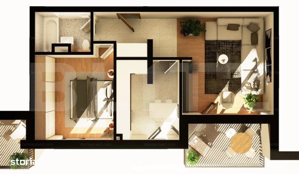 Apartament 2 camere, 37 mp, constructie noua, zona Dunarii
