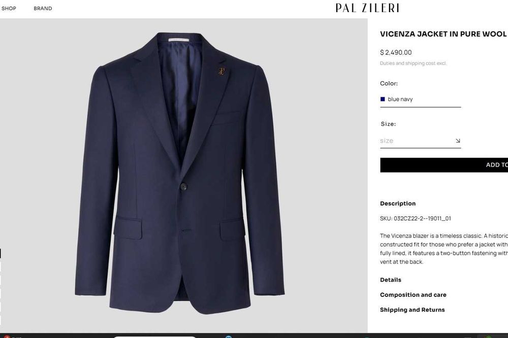 Sacou blazer slim 50 L de lux Pal Zileri 100% lana pura respirabila