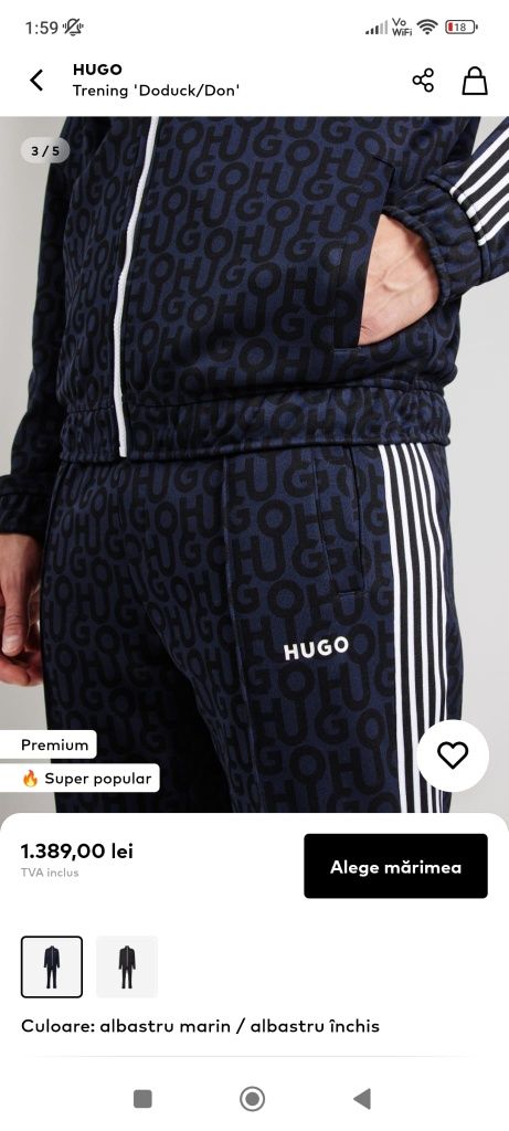 Trening  Hugo BOSS original 100% nou cu eticheta marimea L colectia no