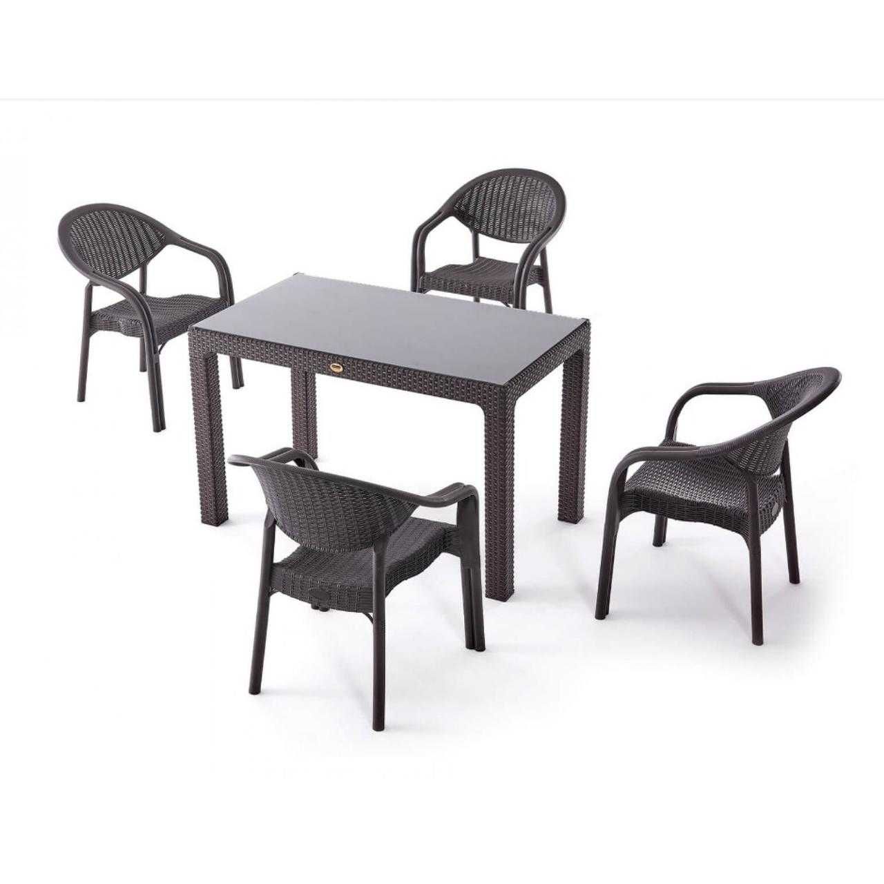 Високо качествен градински комплект от маса и 4 овални стола два цвята