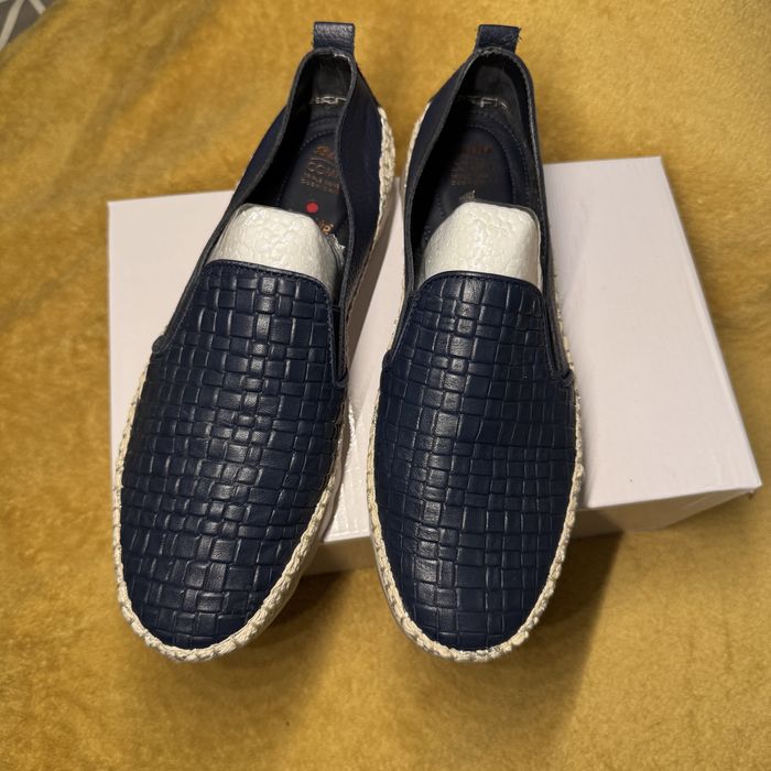 Espadrile damă piele - croco bleumarin