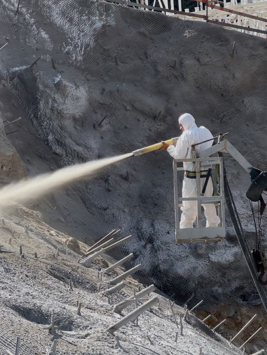 Укрепление откосов котлована, торкретирование, укрепление склонов