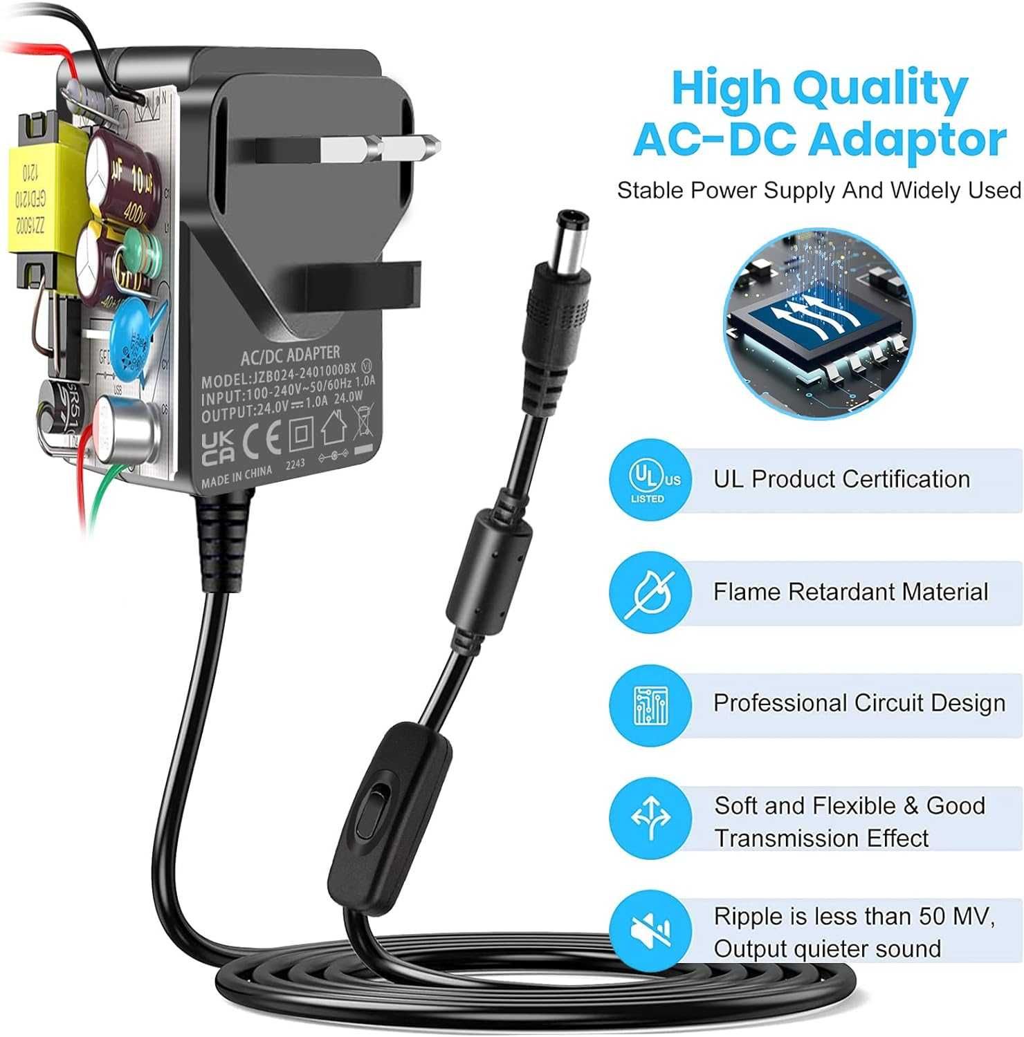 Adaptor alimentare incarcator 24V Hypervolt,110-240V AC DC 1A PSU DC