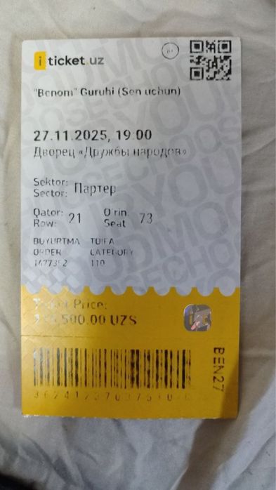 Benom blet  27 kunga  21 qator  7273 joyla