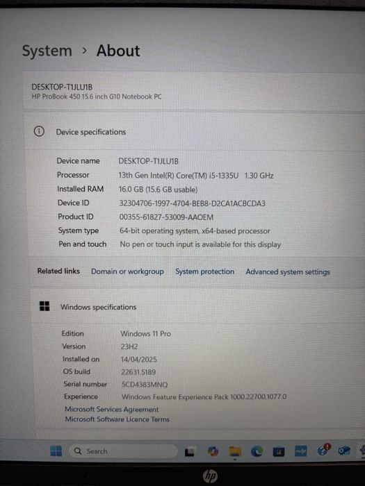 MDM vinde: HP Pro Book 450 G10, i5 Gen 13.