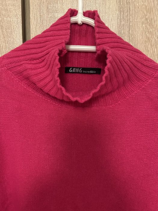 Комплект в цикламен цвят панталон и пуловер М