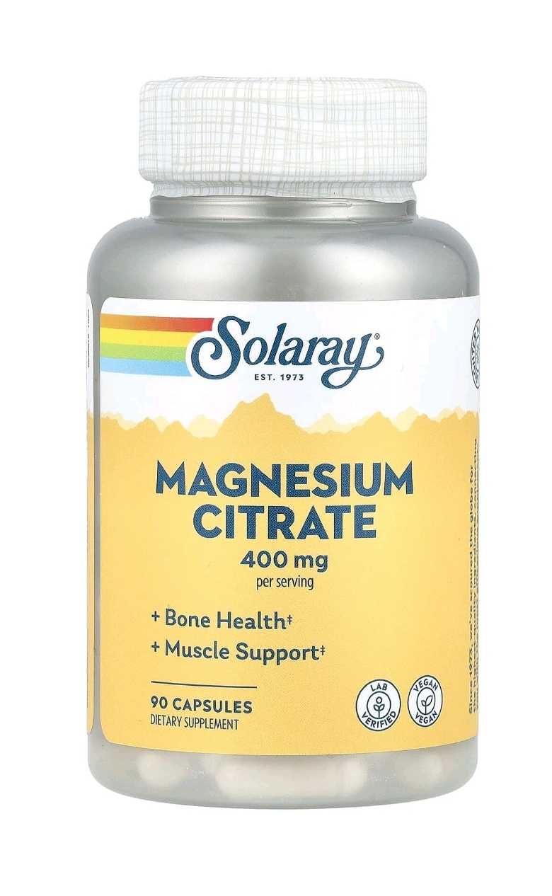 Solaray magnesium citrate.  Магний ситрат 400мг 90 капсул