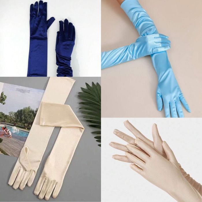 дълги сатенени ръкавици