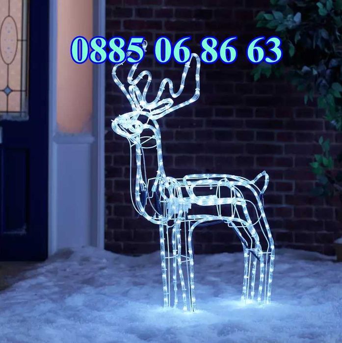 Голям LED светещ елен, коледен елен, бяла светлина