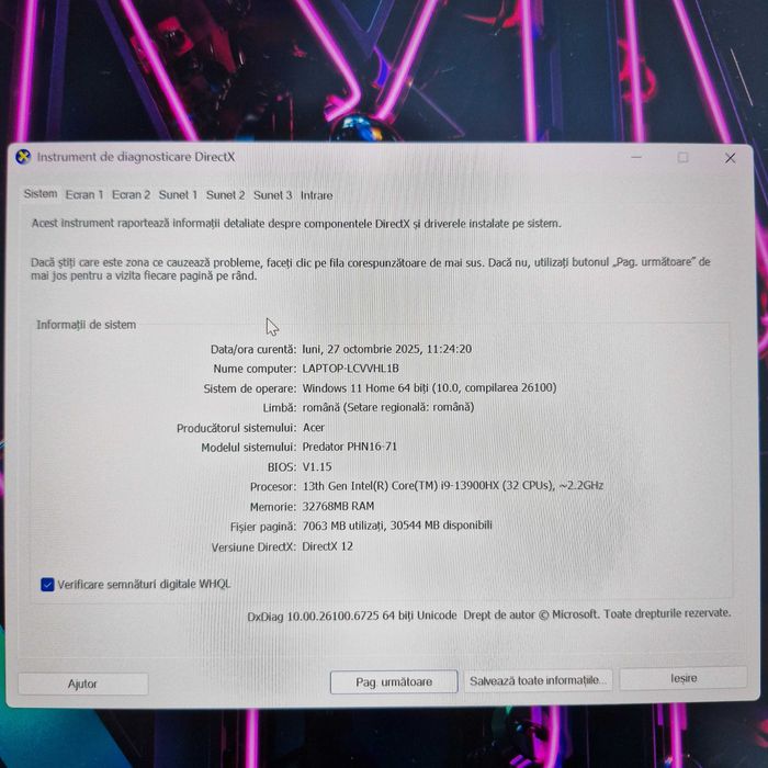 Laptop Gaming ACER Predator Helios 16 i9-13900HX 32GB SSD 1TB  RTX4070