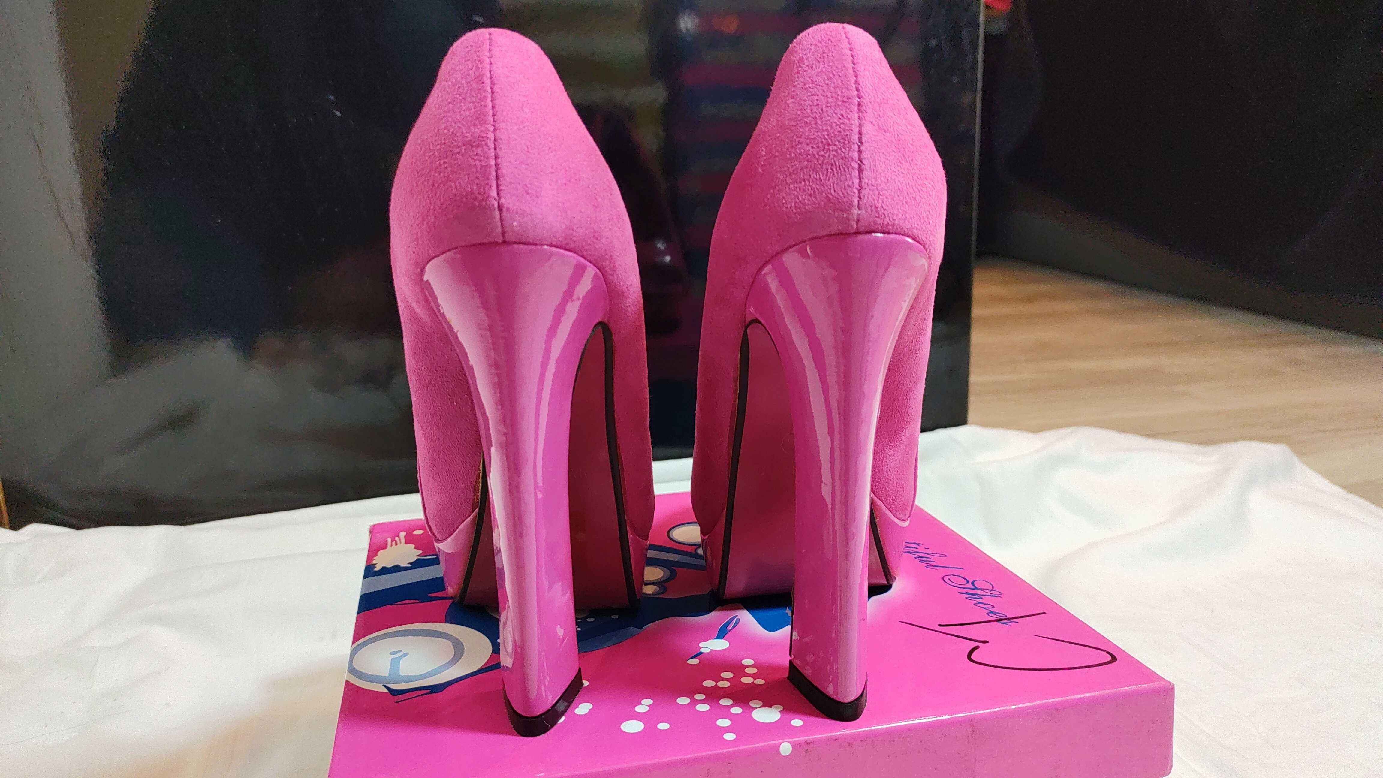 Pantofi Dama cu Toc Roz