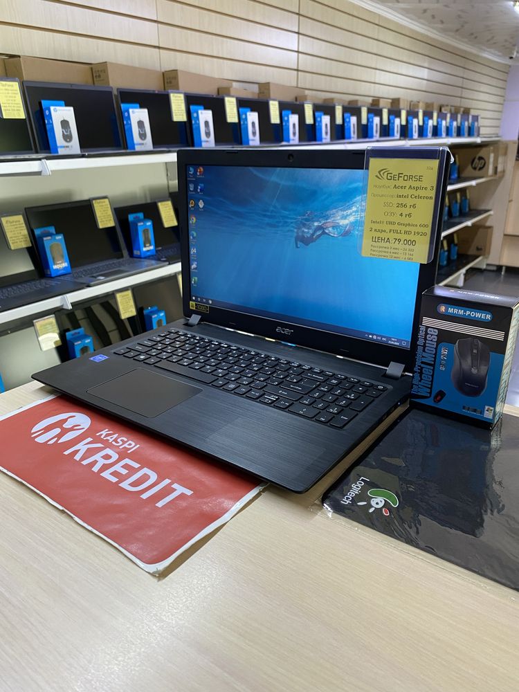 Ноутбук Acer intel Celeron SSD 256гб Озу 4гб Full HD Экран