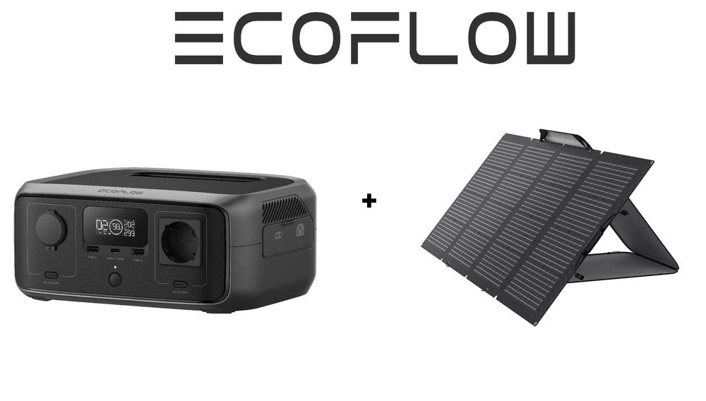 Портативная зарядная станция EcoFlow RIVER 3 UPS + Солнечная панель
