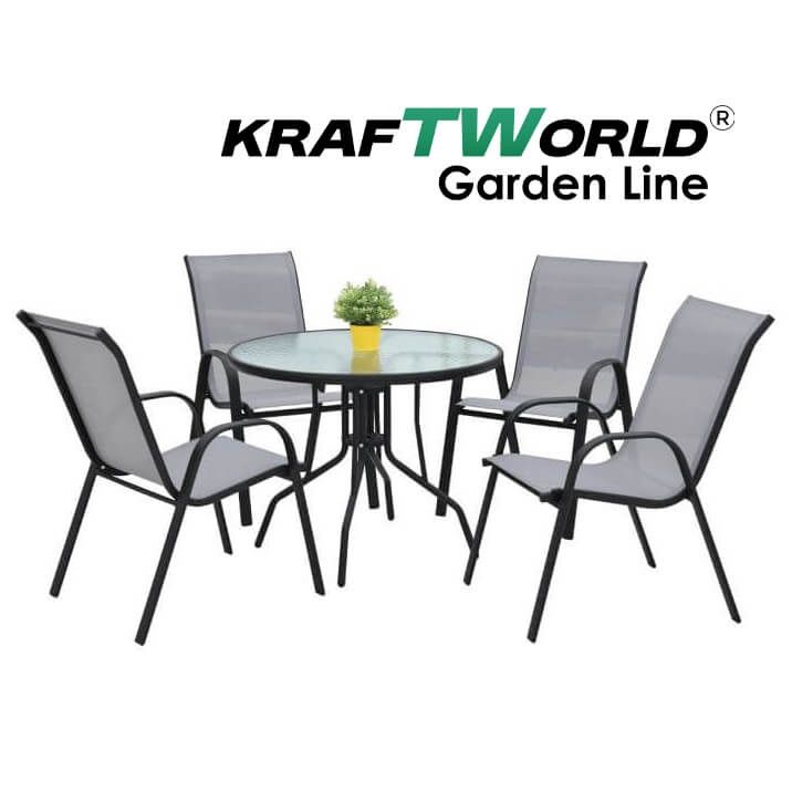Градински Kомплект Capri – 4 Стола и кръгла Маса Kraftworld Gardenline