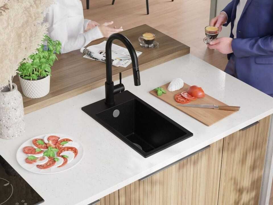 Черна кухненска гранитна мивка Рига 30 XL 280 x 500 mm