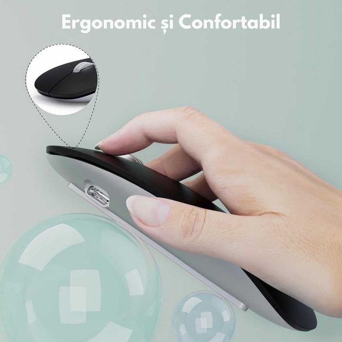 Mouse Wireless, Dual Mode Bluetooth 5.1 & 2.4GHz, Reincarcabil USB-C
