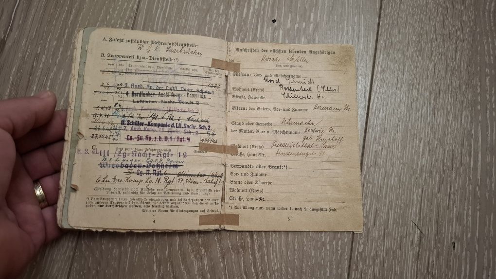 Carte de identitate soldat german aviație ww2