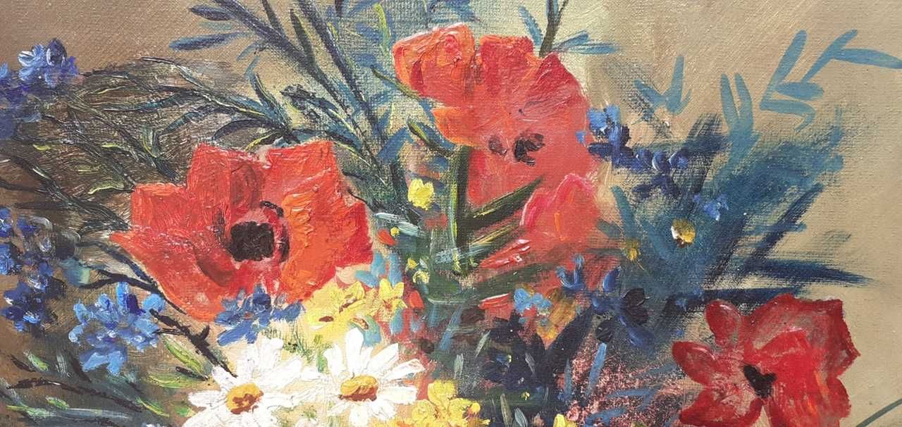 Tablou vechi - buchet flori - semnat E. Muller Stancescu