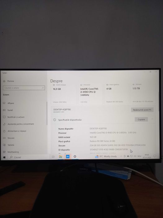 unitate pc DESKTOP-KQEPTBS si Monitor diametru 80 cm