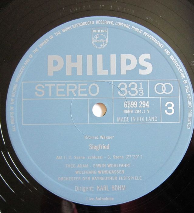 rar vinil  Siegfried Wagner dir. Karl Bohm 4LP Festival Bayreuth