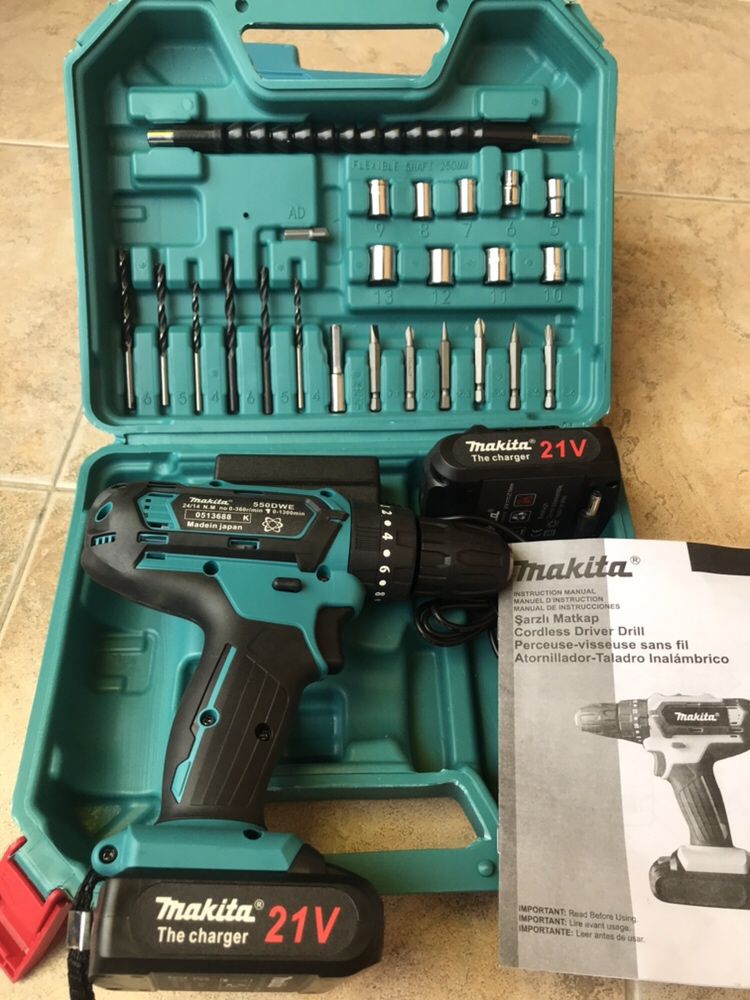 Ударен Винтоверт Makita 550DWE 21V с Две Батерии 3Аh Бормашина Макита