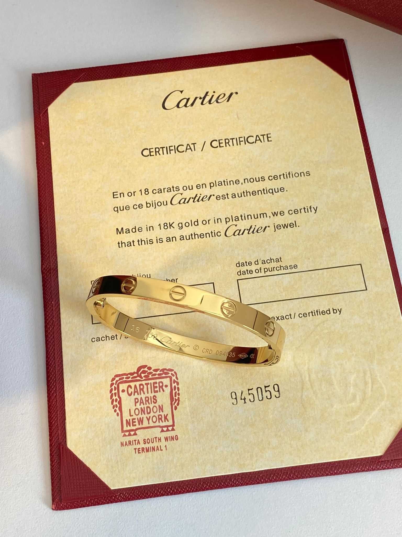 Brățară Cartier LOVE aur 750