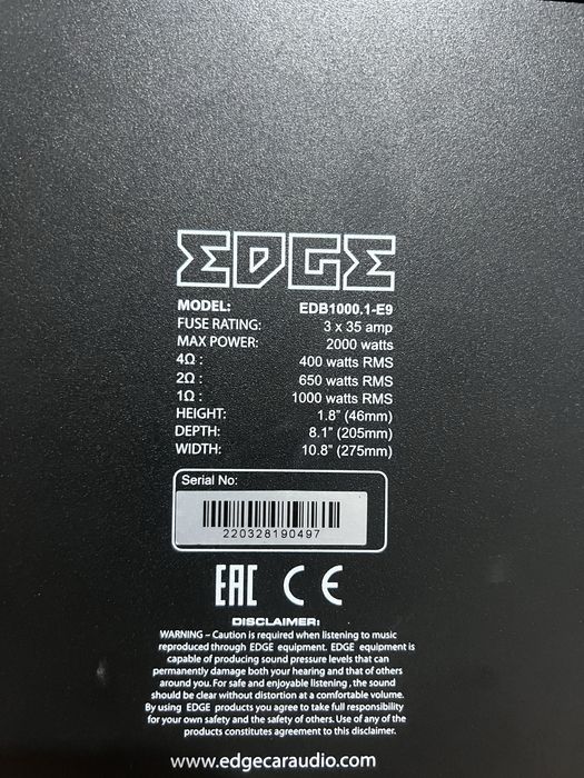 Amplificator EDGE EDB 1000.1 DEFECT