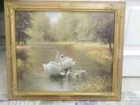 Картина 60х70 Лебеди на озере