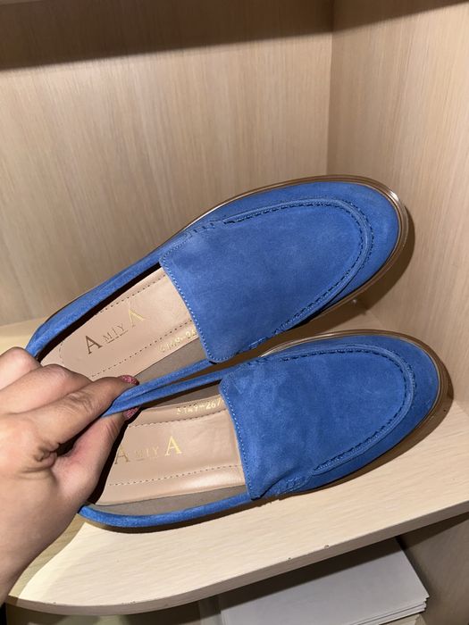 Лоферы голубые турция