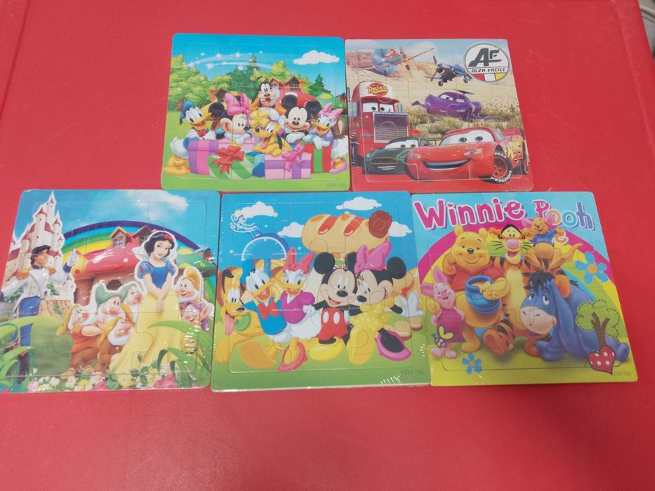 5 bucăți puzzle 9 piese, lemn, Disney