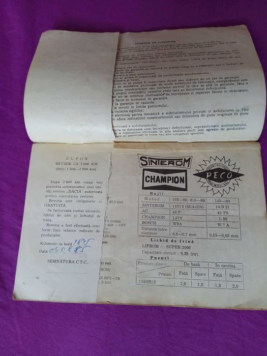 Carte Dacia berlină şi break, 1985