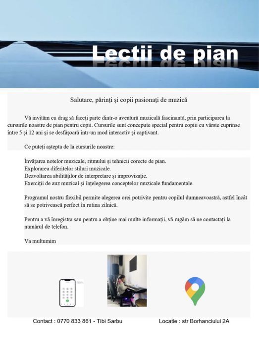 Lecții de pian pentru copii/adulti