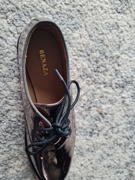 Pantofi piele dama culoare argintie - model oglinda  - marimea 39