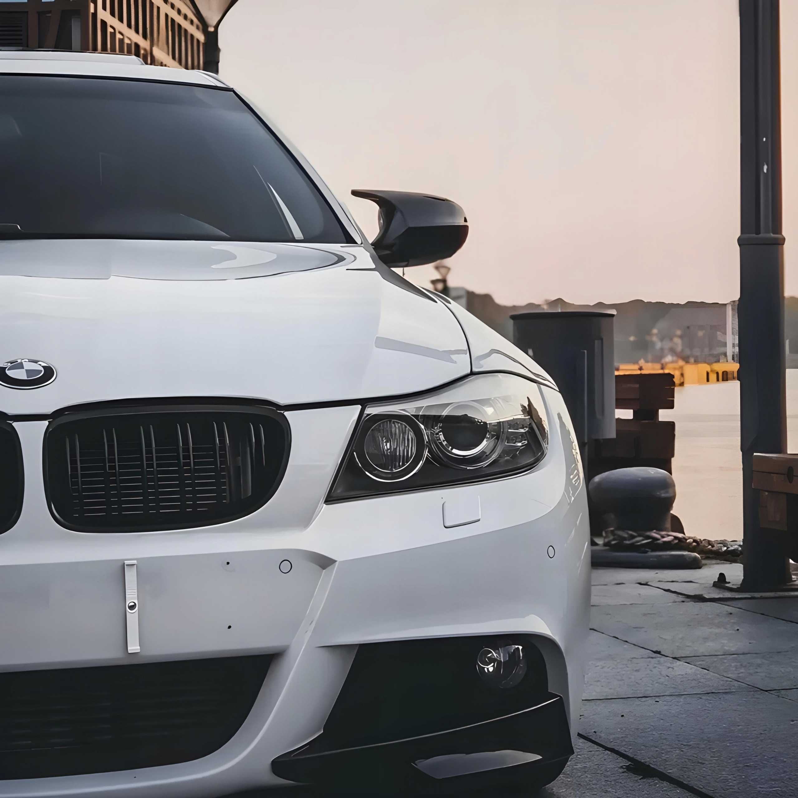 Grile nari duble BMW E90 E91 LCI facelift, negru lucios, piano