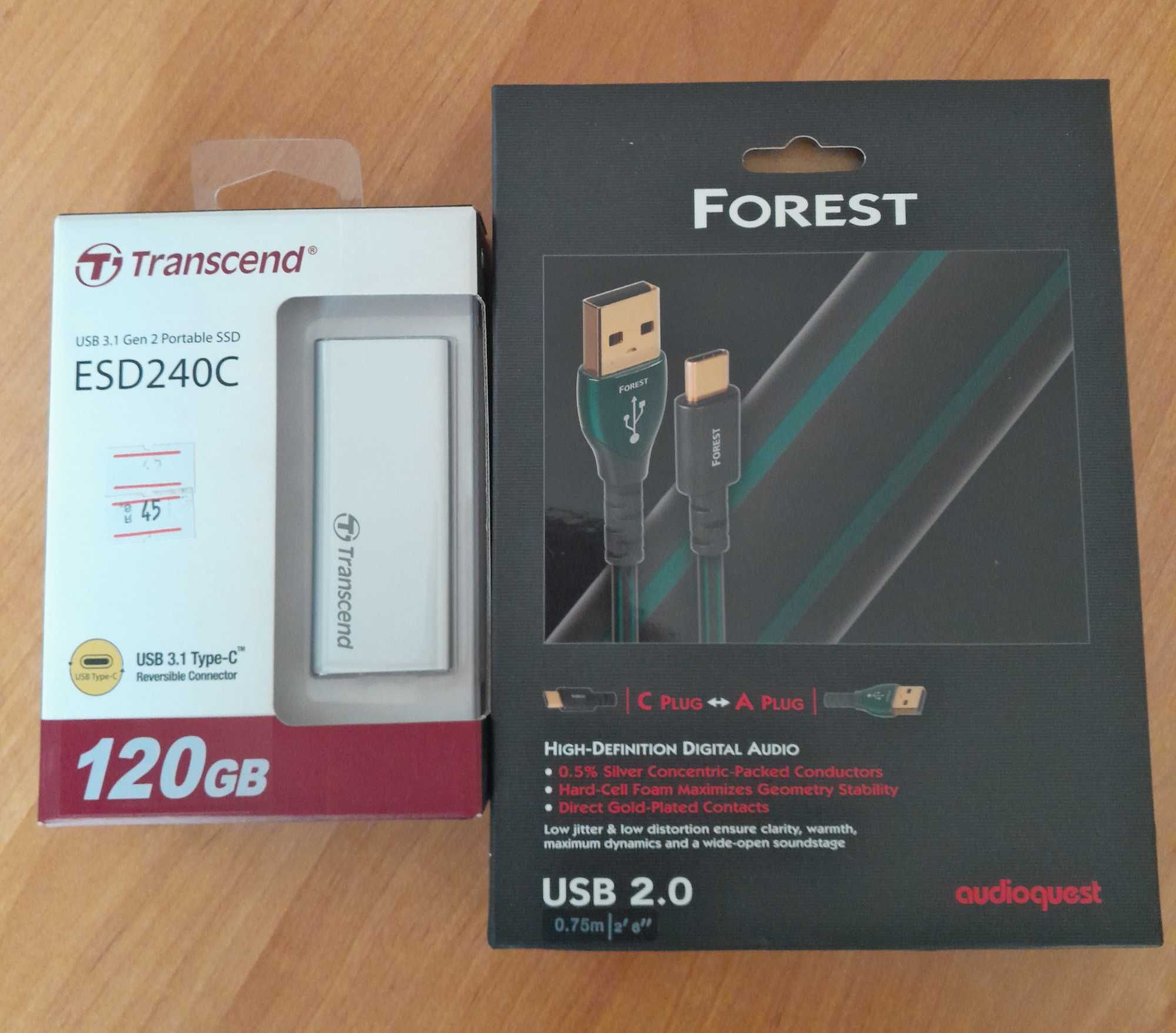 AudioQuest Forest USB A-C + Внешний SSD-диск Transcend ESD240C